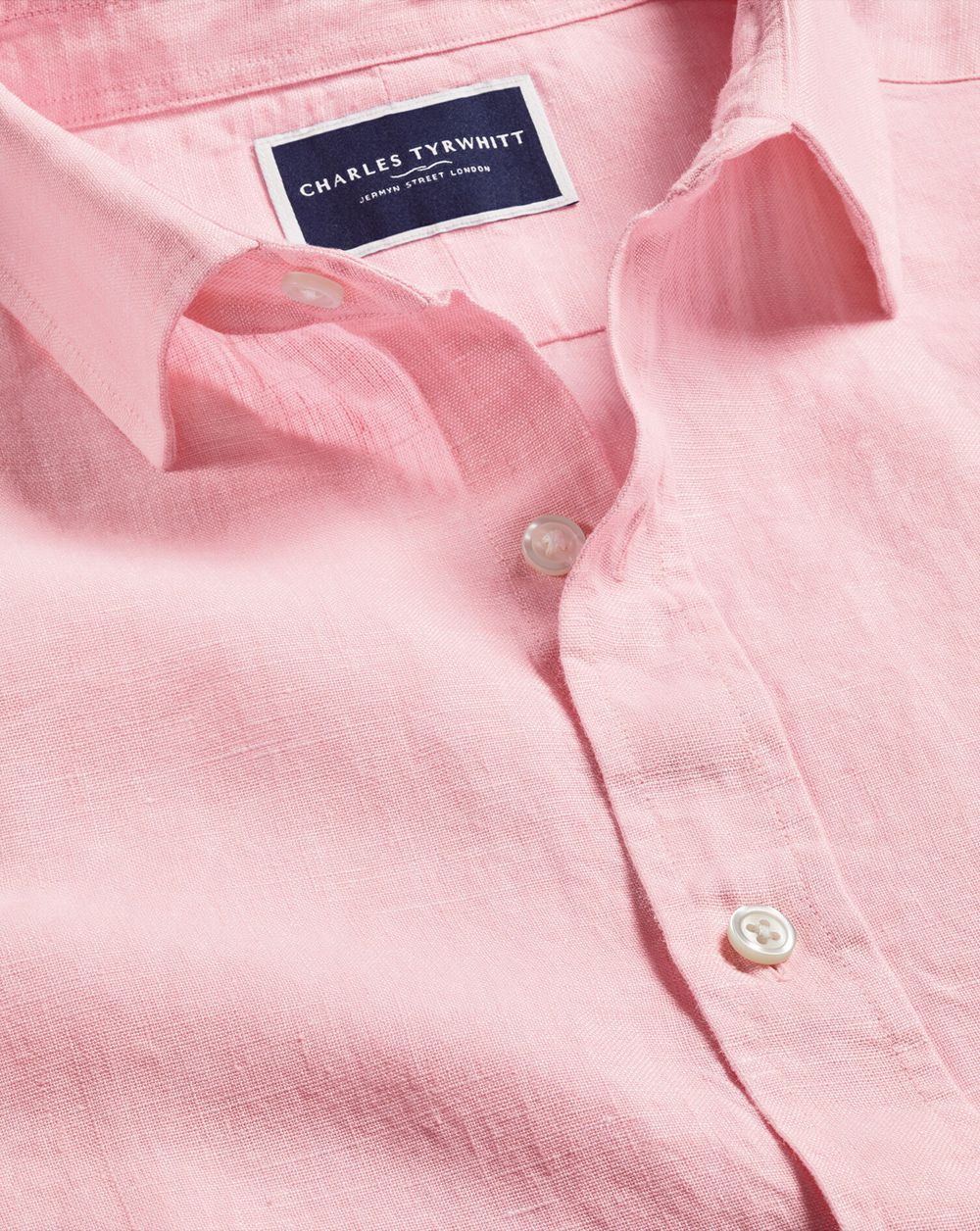 Pink Charles Tyrwhitt Pure Linen Shirt | FZBXQJ-264