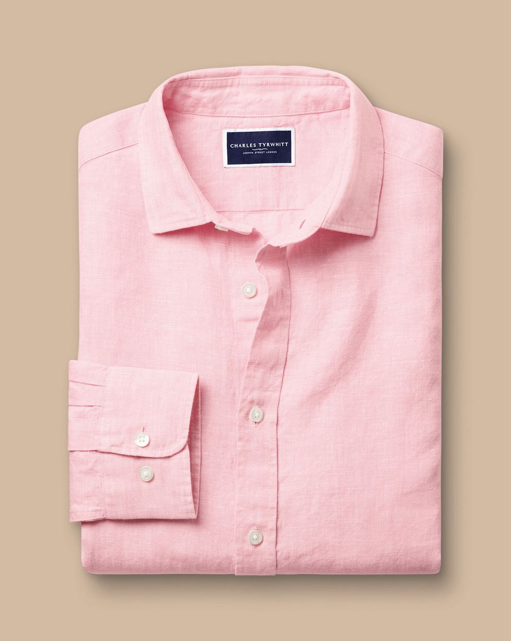 Pink Charles Tyrwhitt Pure Linen Shirt | FZBXQJ-264