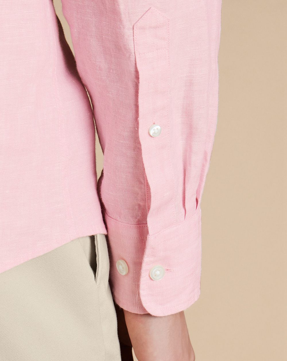 Pink Charles Tyrwhitt Pure Linen Shirt | FZBXQJ-264