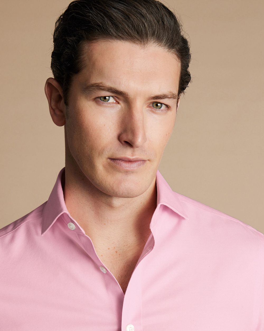 Pink Charles Tyrwhitt Spread Collar Non-Iron Twill Shirt | OXAIQE-576