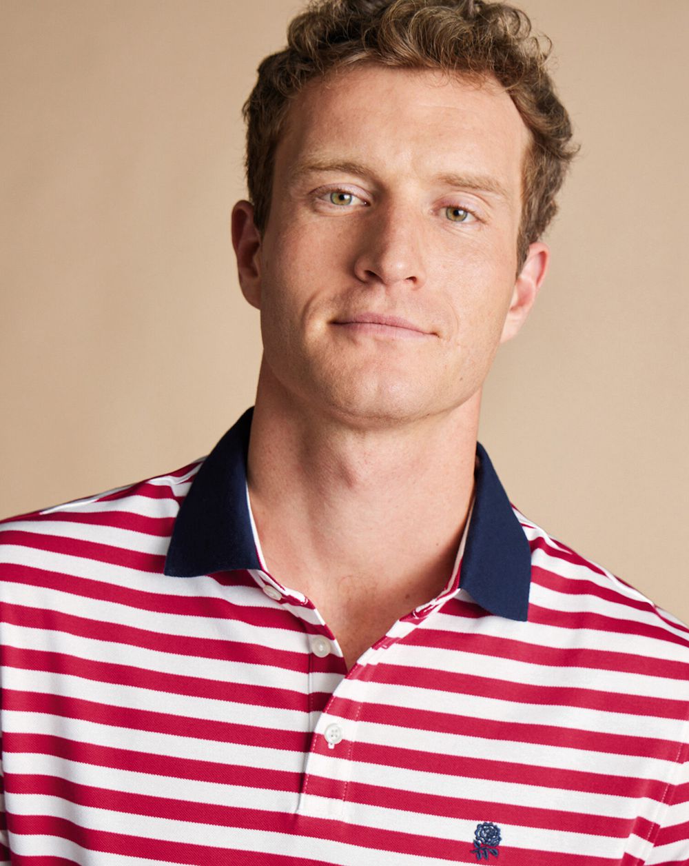 Red/White Charles Tyrwhitt England Rugby Stripe Pique Polo | MLQEHW-843