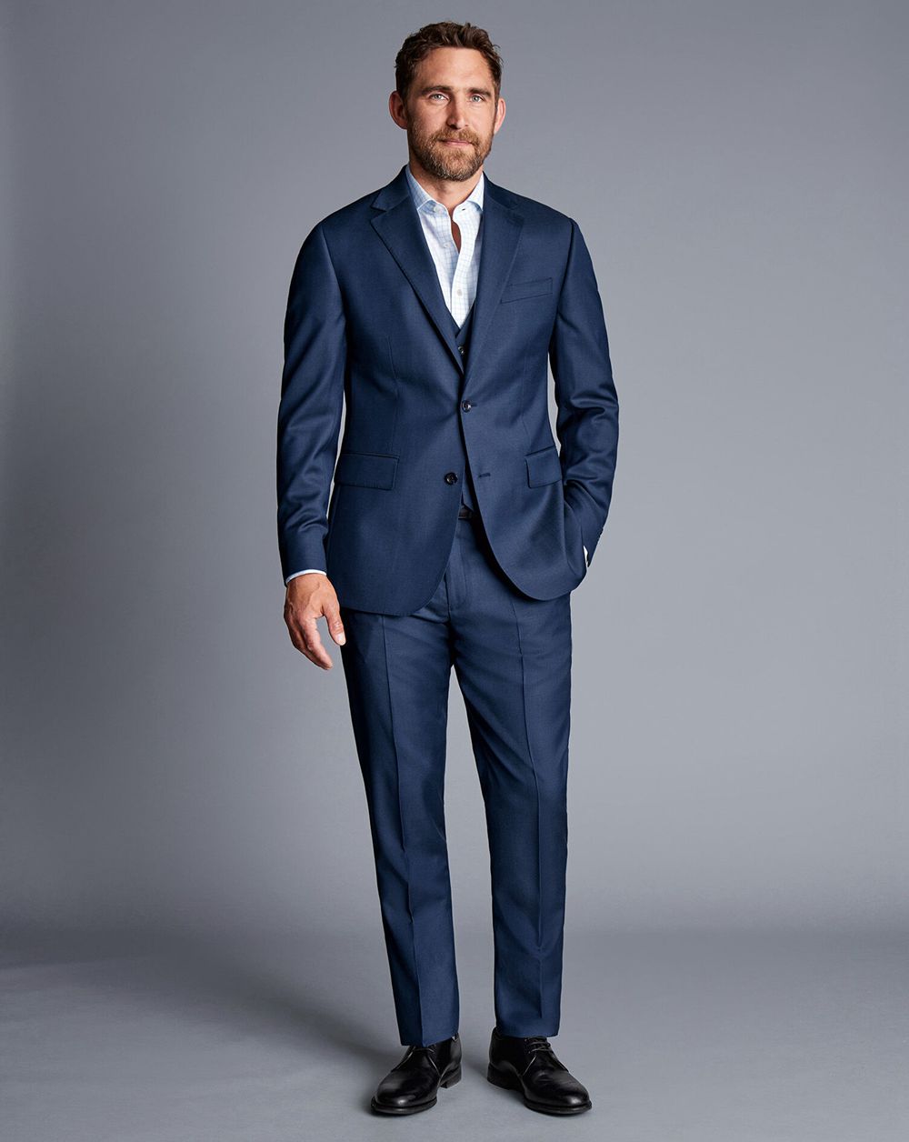 Royal Blue Charles Tyrwhitt Natural Stretch Twill Suit Pants | GOVRFU-906