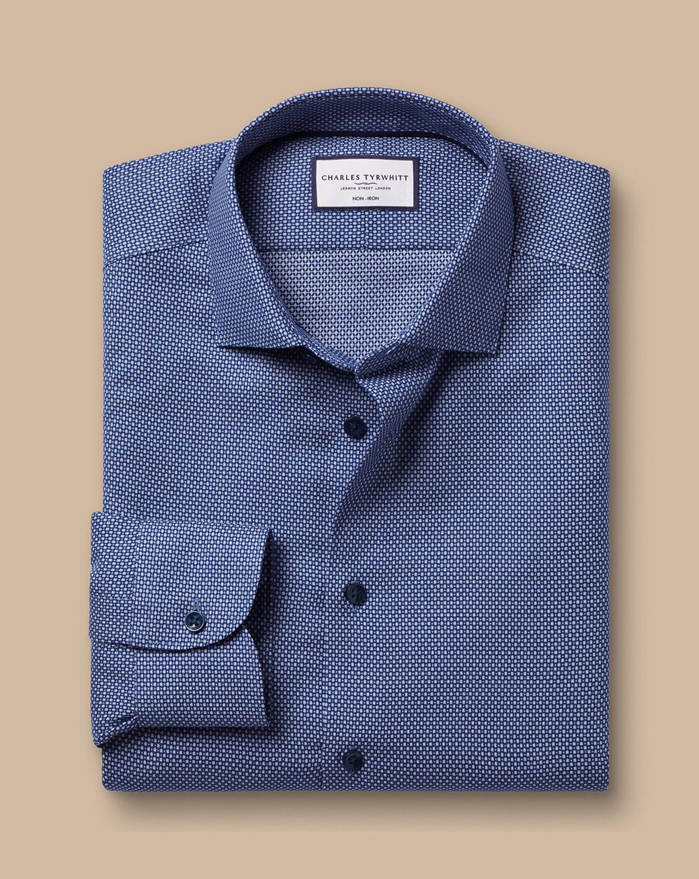 Royal Blue Charles Tyrwhitt Non-Iron Oval Stretch Texture Shirt | KEHWLX-582