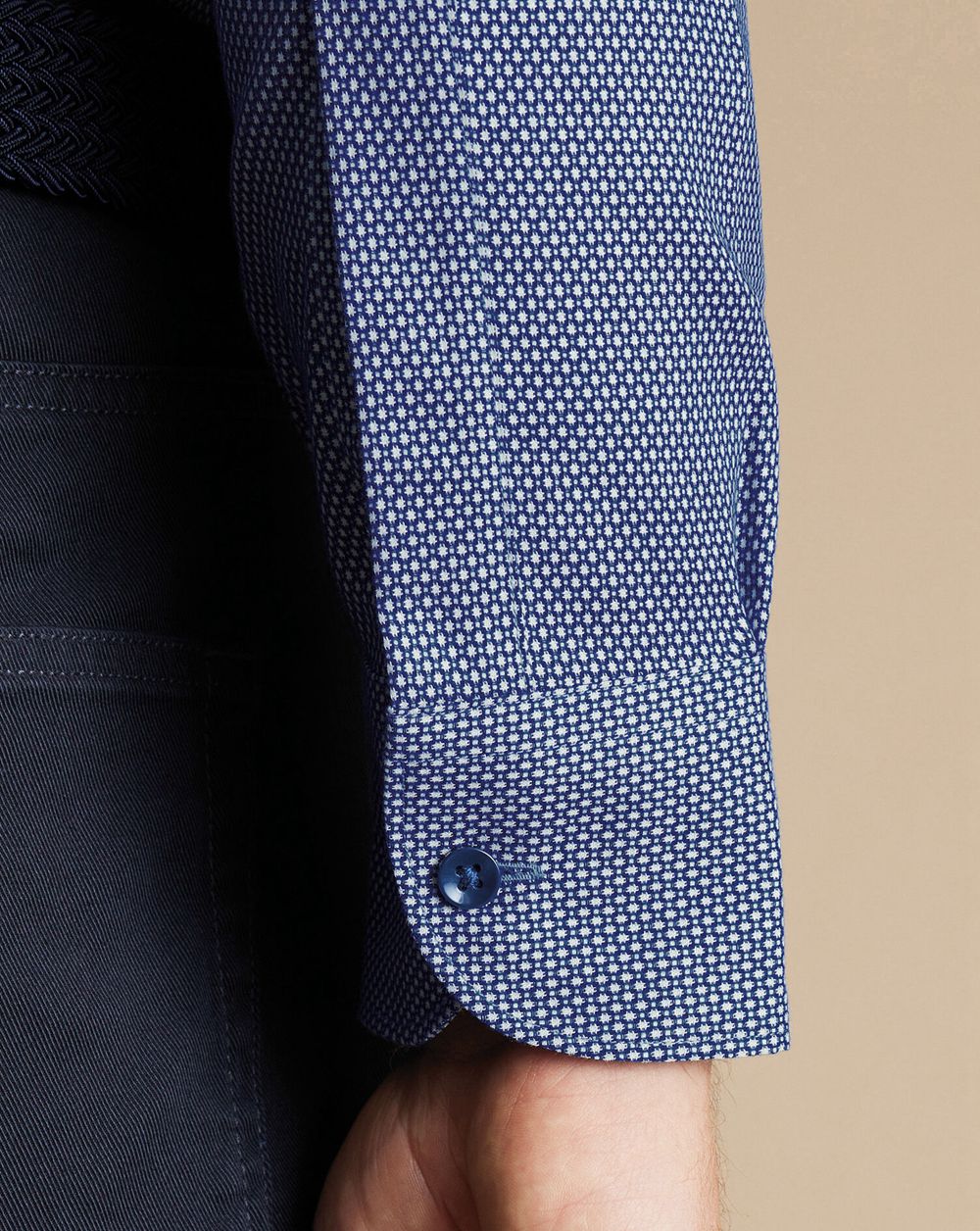 Royal Blue Charles Tyrwhitt Non-Iron Oval Stretch Texture Shirt | KEHWLX-582