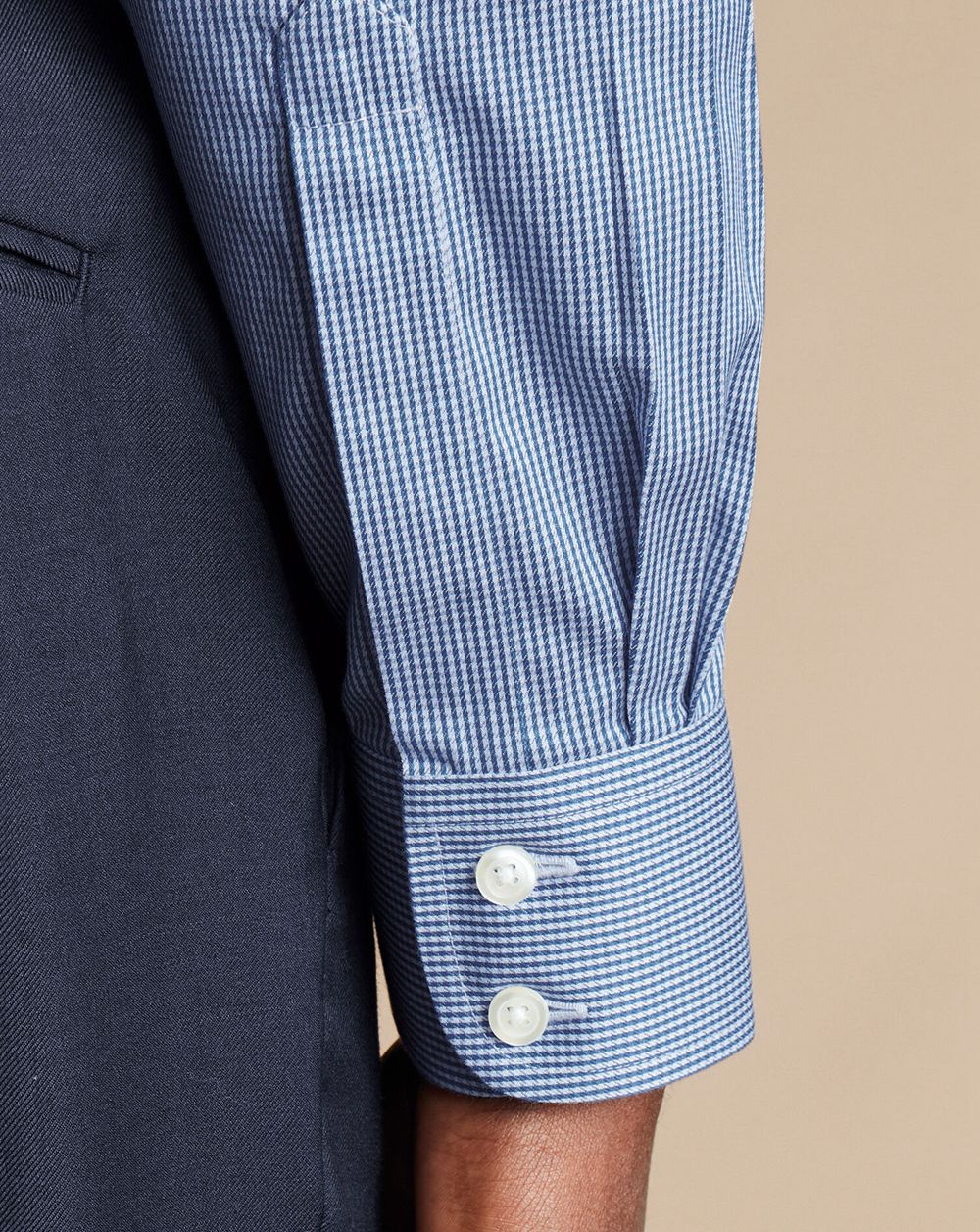 Royal Blue Charles Tyrwhitt Non-Iron Puppytooth Shirt | MOGWSI-265