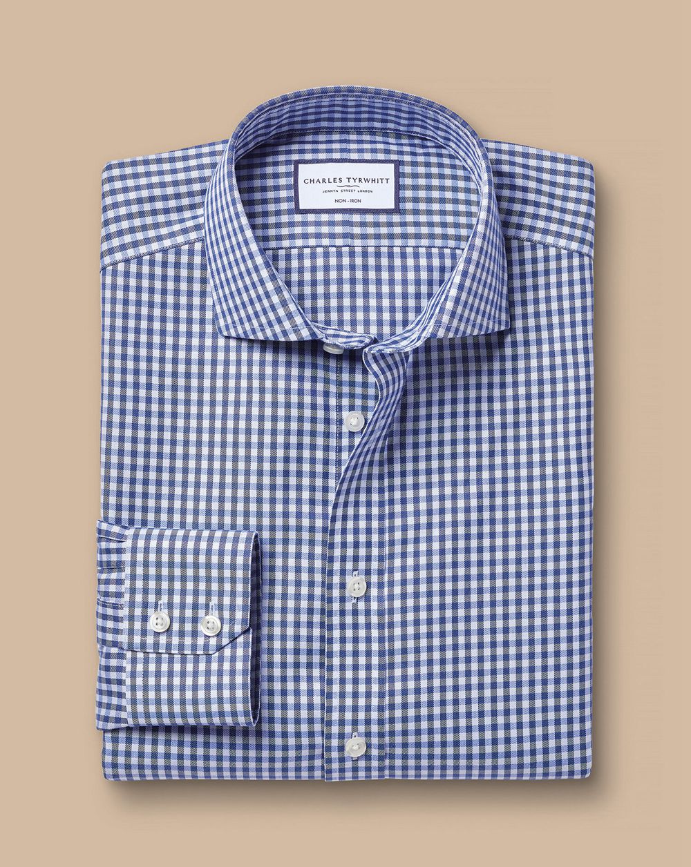 Royal Blue Charles Tyrwhitt Spread Collar Non-Iron Twill Gingham Shirt | LIWUJR-537