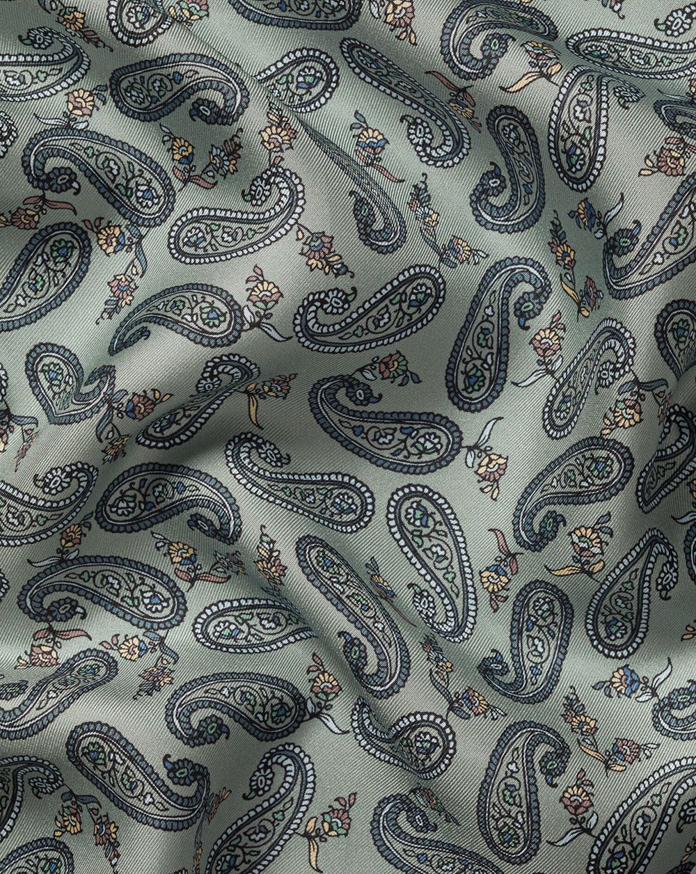 Sage Green Charles Tyrwhitt Mini Paisley Print Silk Pocket Square | ZNQTSE-927