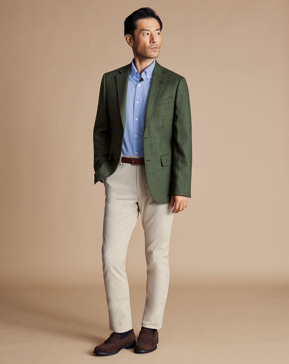 Sage Green Charles Tyrwhitt Twill Wool Texture Jacket | MNJIZO-790