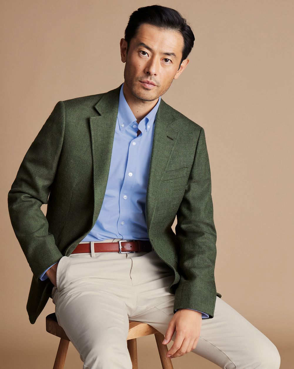 Sage Green Charles Tyrwhitt Twill Wool Texture Jacket | MNJIZO-790