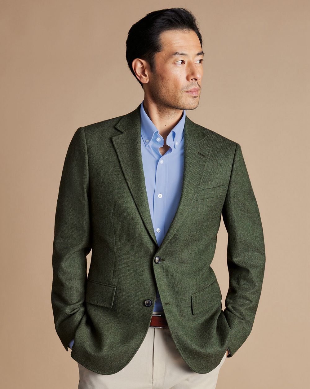 Sage Green Charles Tyrwhitt Twill Wool Texture Jacket | MNJIZO-790