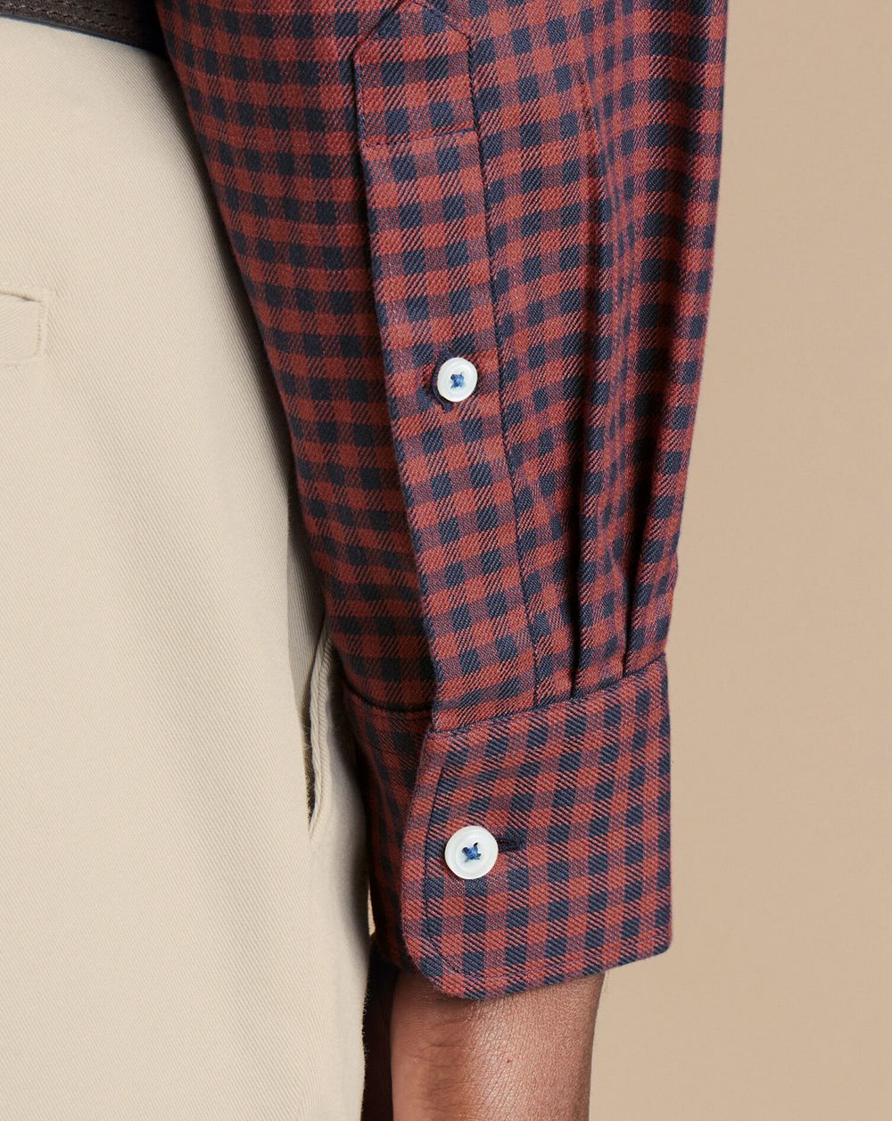 Salmon Pink Charles Tyrwhitt Button-Down Collar Non-Iron Twill Gingham Shirt | QOEDBG-234