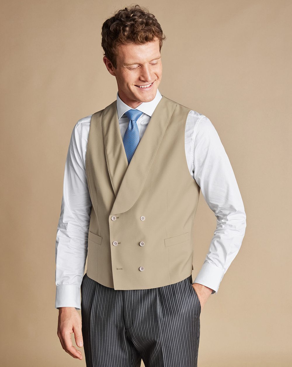 Sand Charles Tyrwhitt Morning Suit Vest | FCHDBW-863