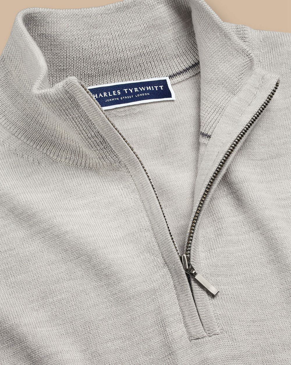 Silver Charles Tyrwhitt Merino Quarter Zip Sweater | BDFLGC-217