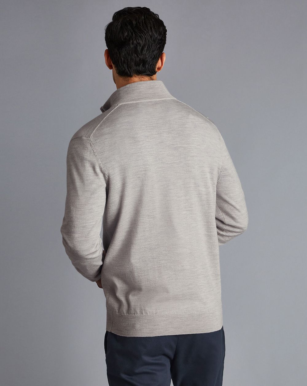 Silver Charles Tyrwhitt Merino Quarter Zip Sweater | BDFLGC-217