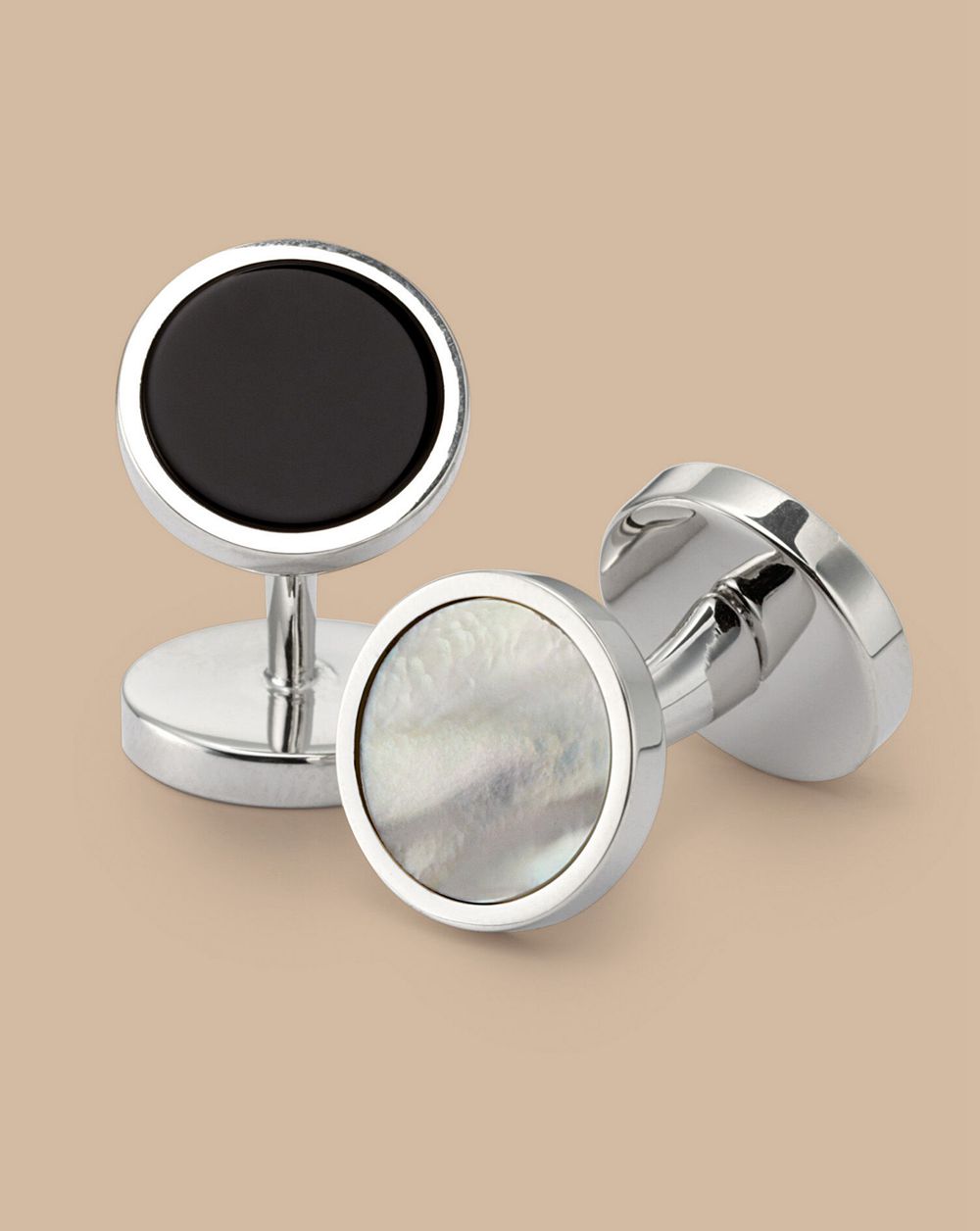 Silver Charles Tyrwhitt Mother Of Pearl And Onyx Evening Cufflinks | NVFLAZ-260