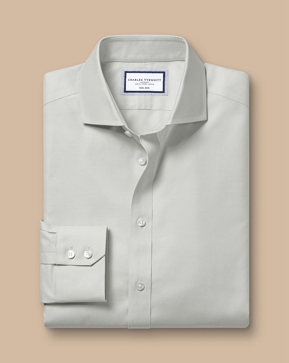 Silver Grey Charles Tyrwhitt Spread Collar Non-Iron Twill Shirt | CBULON-097