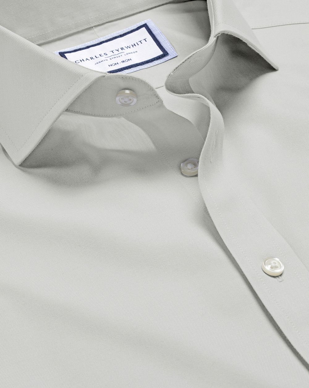 Silver Grey Charles Tyrwhitt Spread Collar Non-Iron Twill Shirt | CBULON-097