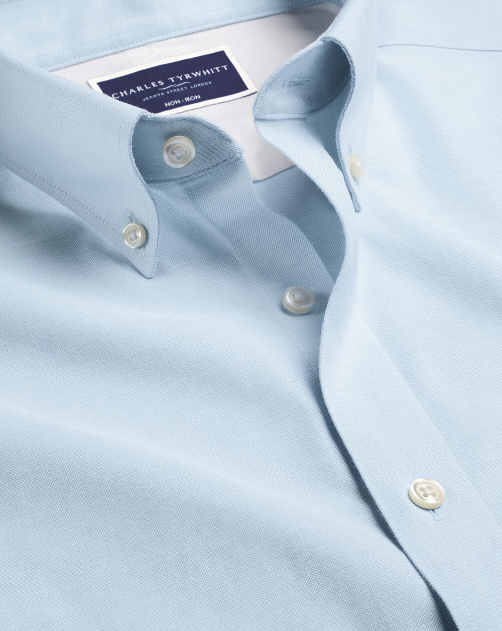 Sky Blue Charles Tyrwhitt Button-Down Collar Non-Iron Stretch Oxford Shirt | RMBICU-283