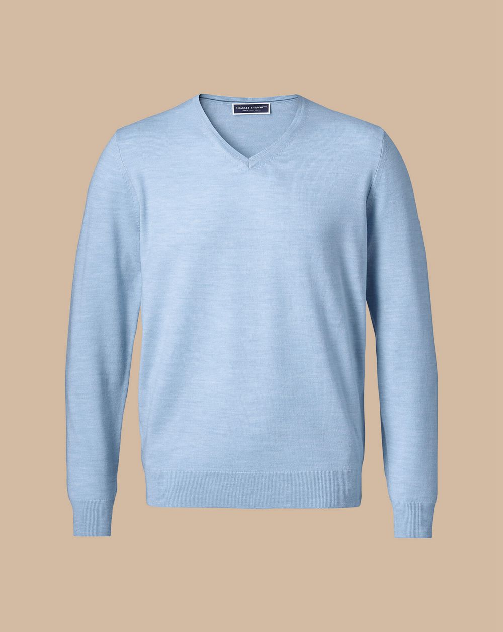 Sky Blue Charles Tyrwhitt Merino V-Neck Sweater | ZQLIMX-239