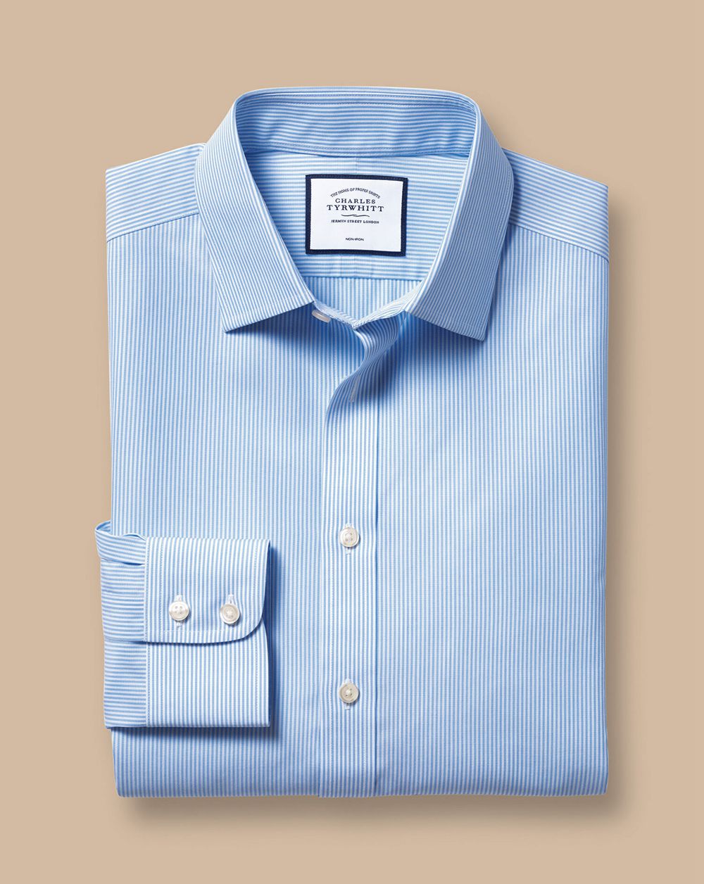 Sky Blue Charles Tyrwhitt Non-Iron Bengal Stripe Shirt | CPTGIN-328