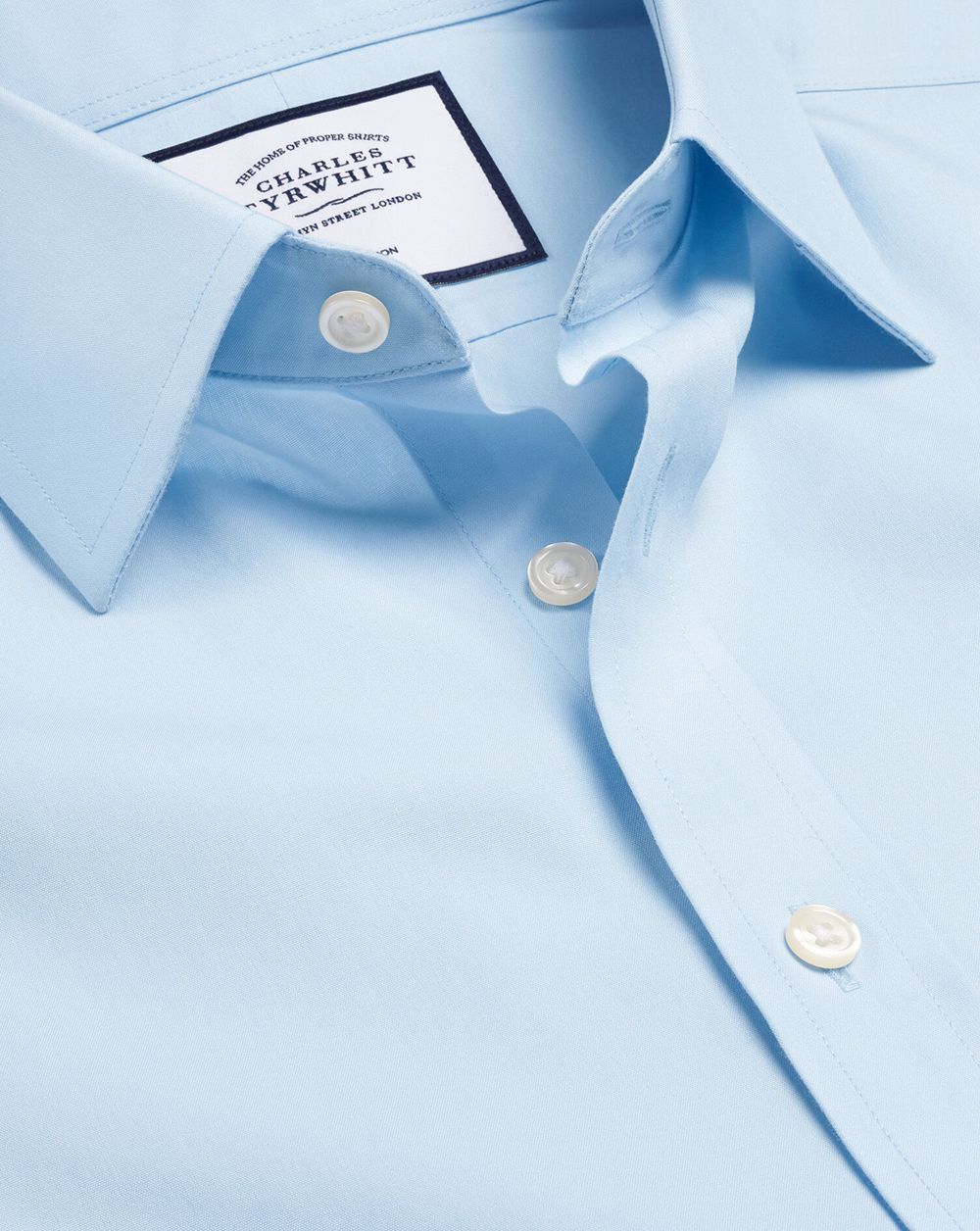 Sky Blue Charles Tyrwhitt Non-Iron Poplin Short-Sleeve Shirt | HZXVBP-816