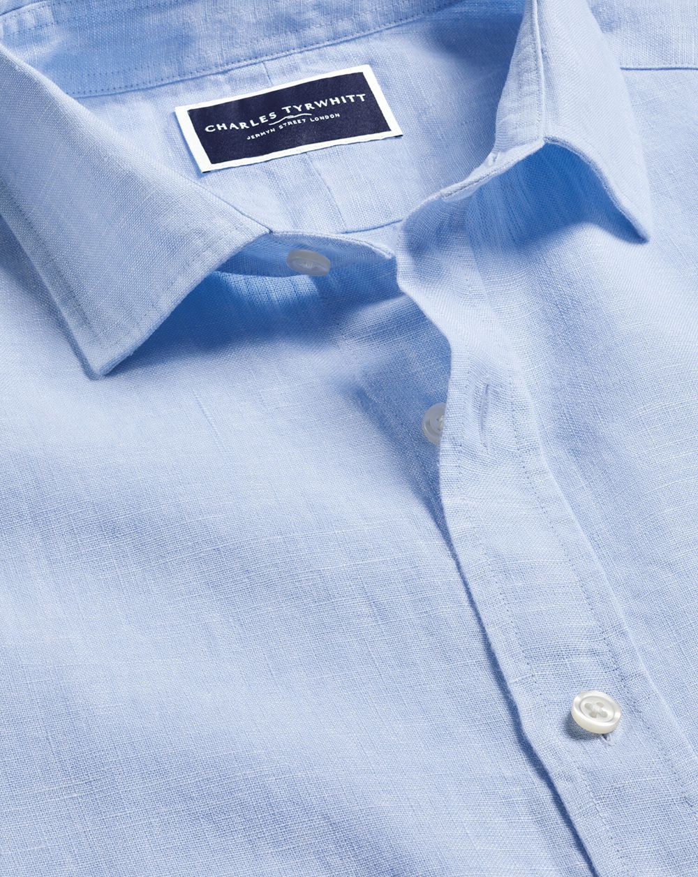 Sky Blue Charles Tyrwhitt Pure Linen Shirt | VOYHPE-046