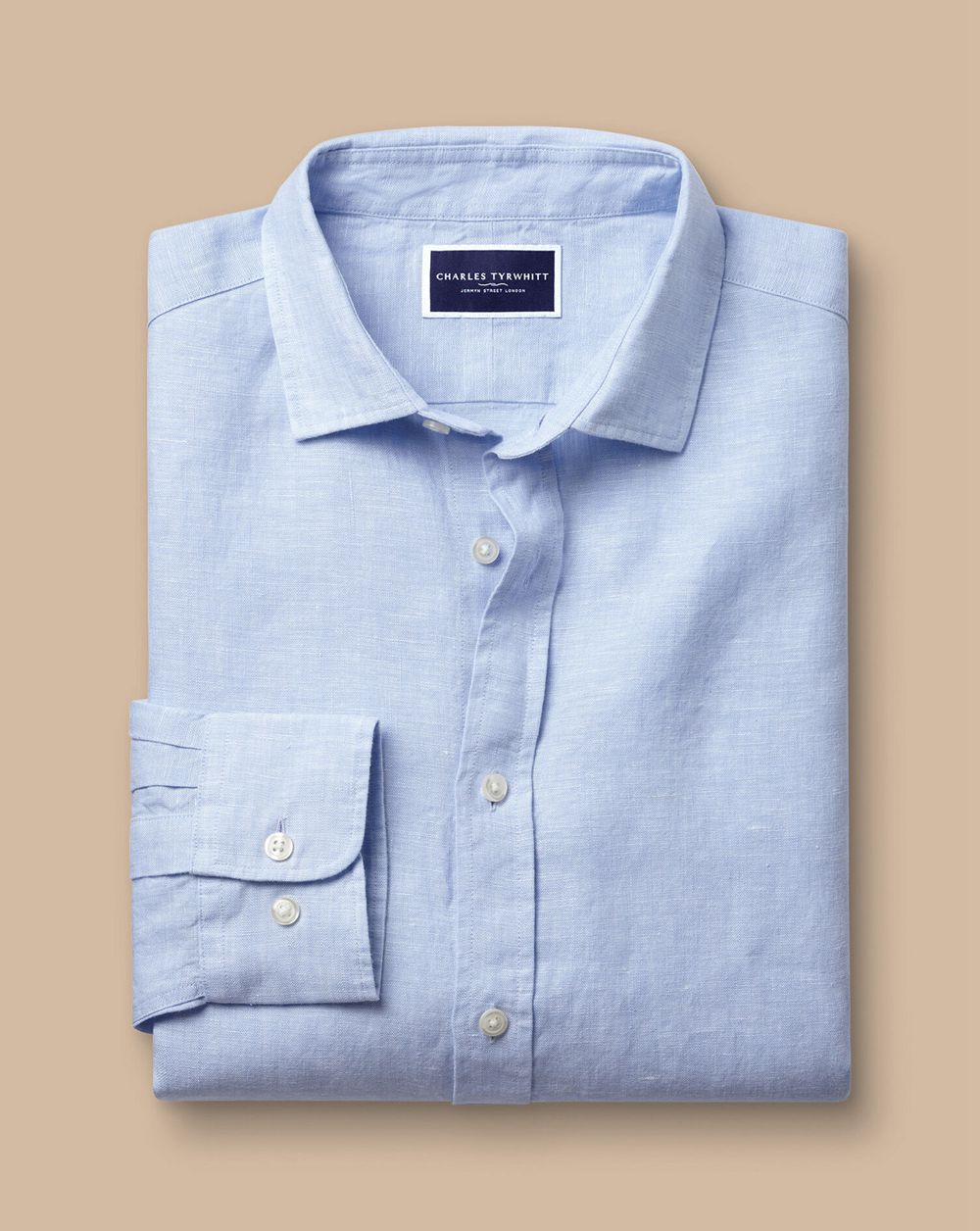 Sky Blue Charles Tyrwhitt Pure Linen Shirt | VOYHPE-046