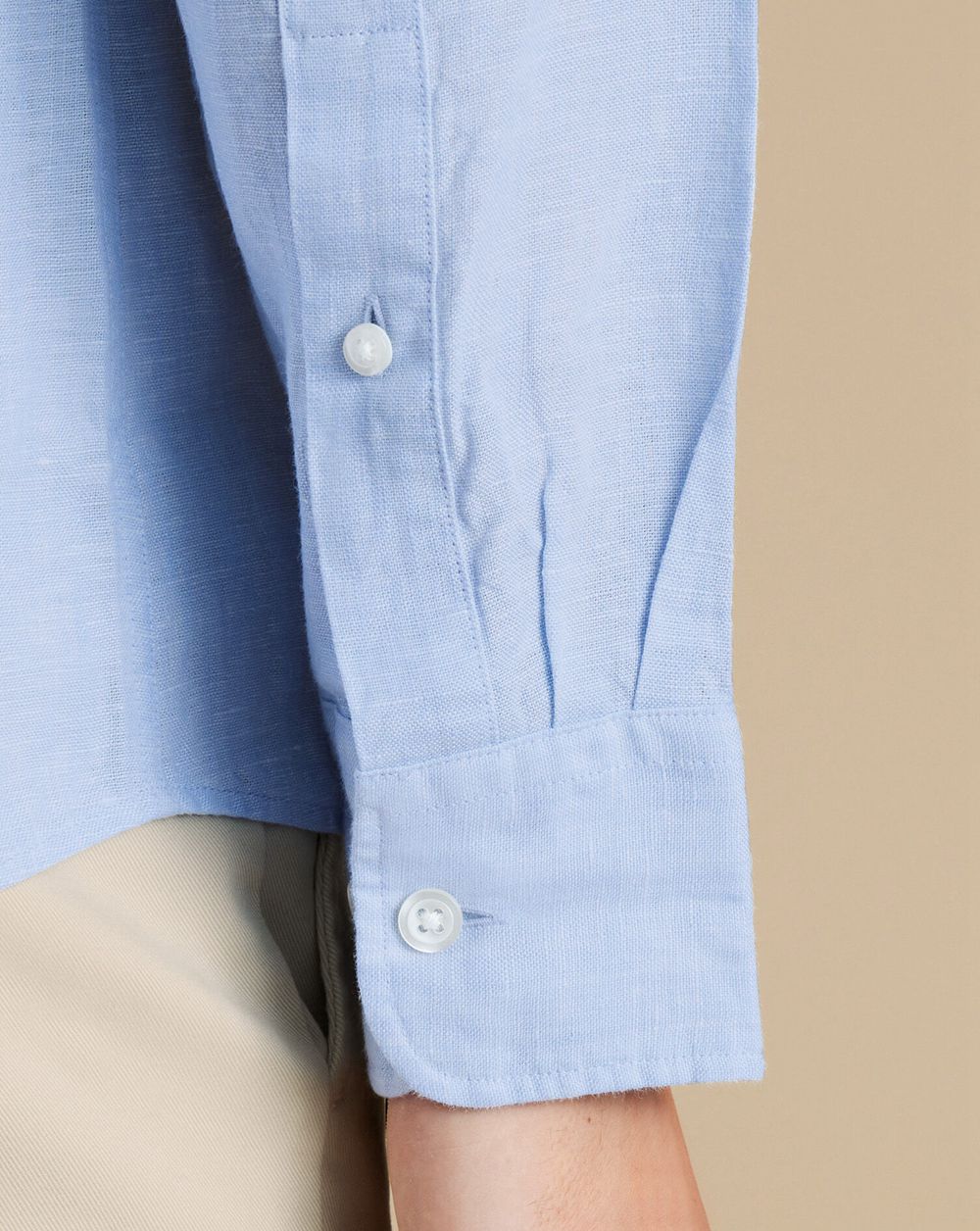 Sky Blue Charles Tyrwhitt Pure Linen Shirt | VOYHPE-046