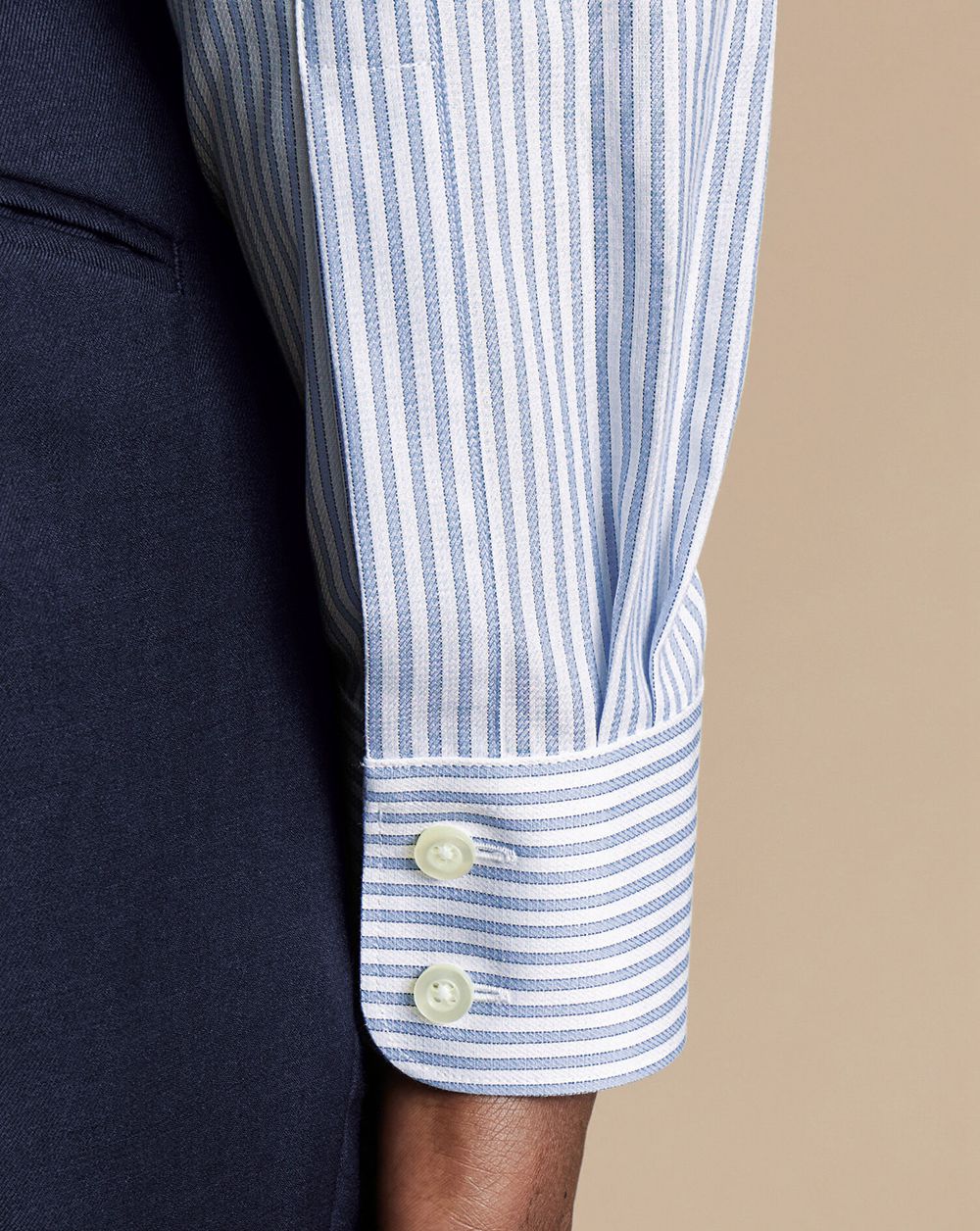 Sky Blue Charles Tyrwhitt Semi-Spread Collar Egyptian Cotton Stripe Shirt | JDLBUI-401