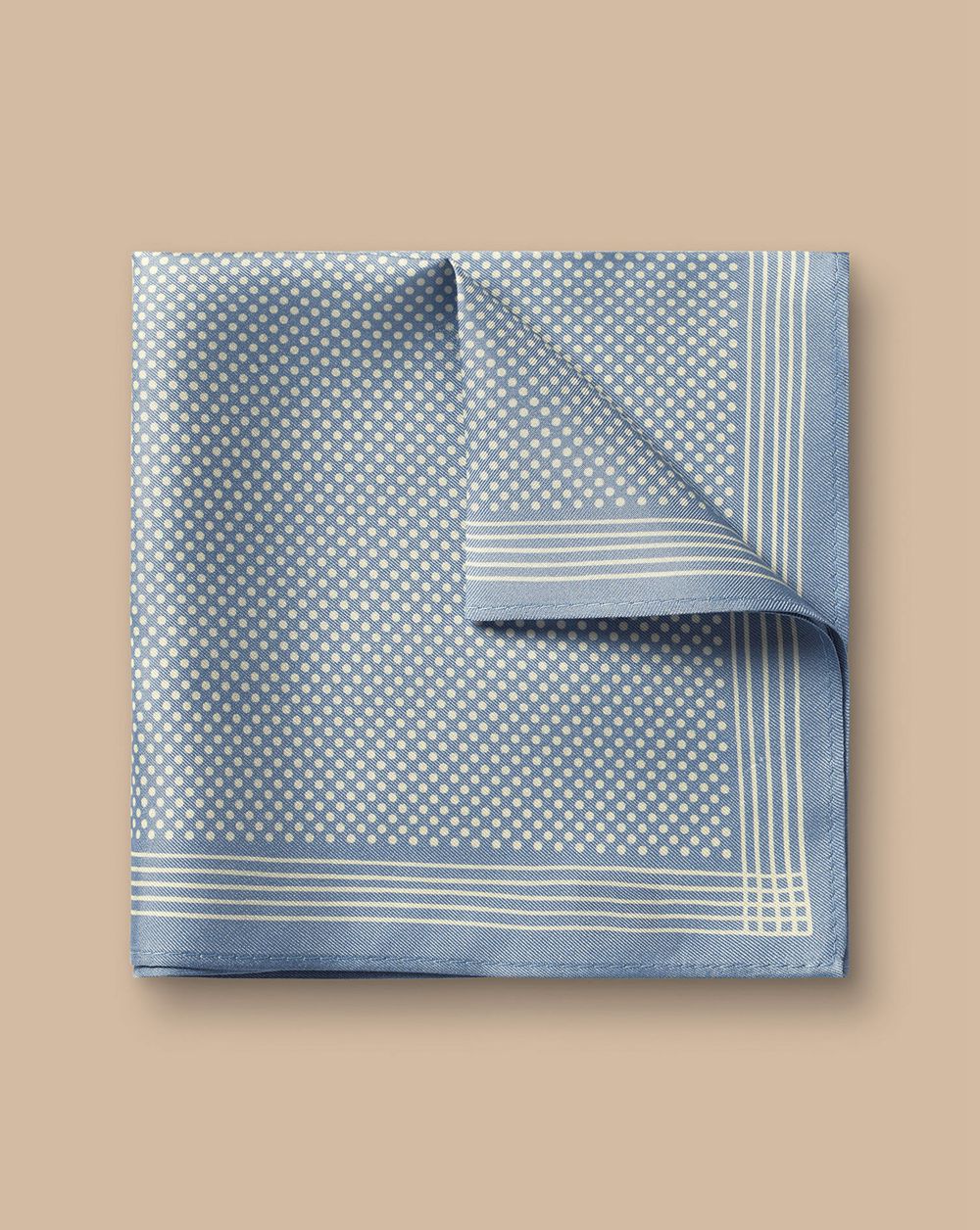 Sky Blue Charles Tyrwhitt Spot Print Silk Pocket Square | GNWHAX-498