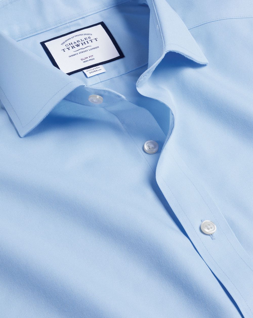 Sky Blue Charles Tyrwhitt Spread Collar Non-Iron Twill Shirt | ENKBUI-032