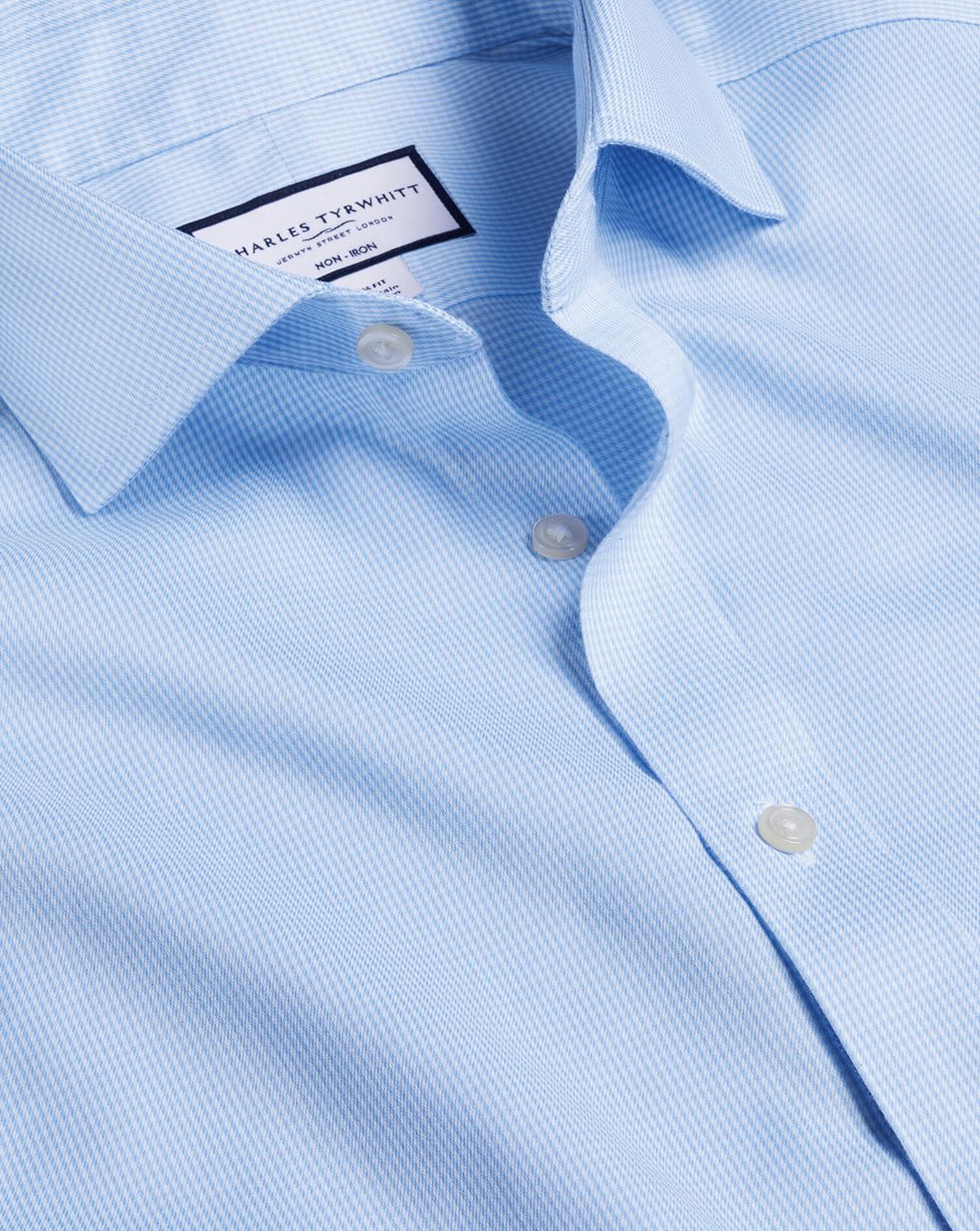 Sky Blue Charles Tyrwhitt Spread Collar Non-Iron Puppytooth Shirt | DOMSZK-538