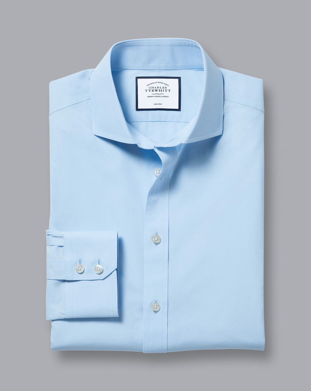 Sky Blue Charles Tyrwhitt Spread Collar Non-Iron Poplin Shirt | QPYDMR-209