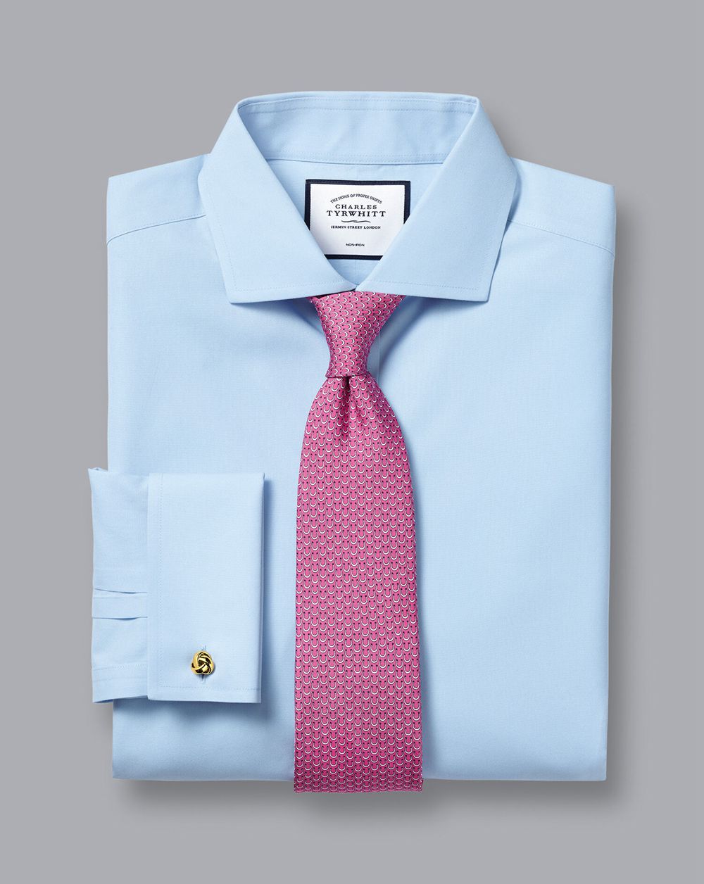 Sky Blue Charles Tyrwhitt Spread Collar Non-Iron Poplin Shirt | QPYDMR-209