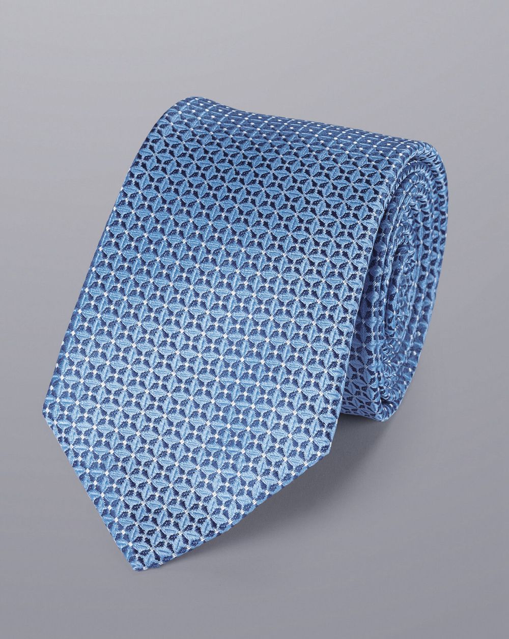 Sky Blue Charles Tyrwhitt Stain Resistant Semi Plain Pattern Tie | KTREJP-635