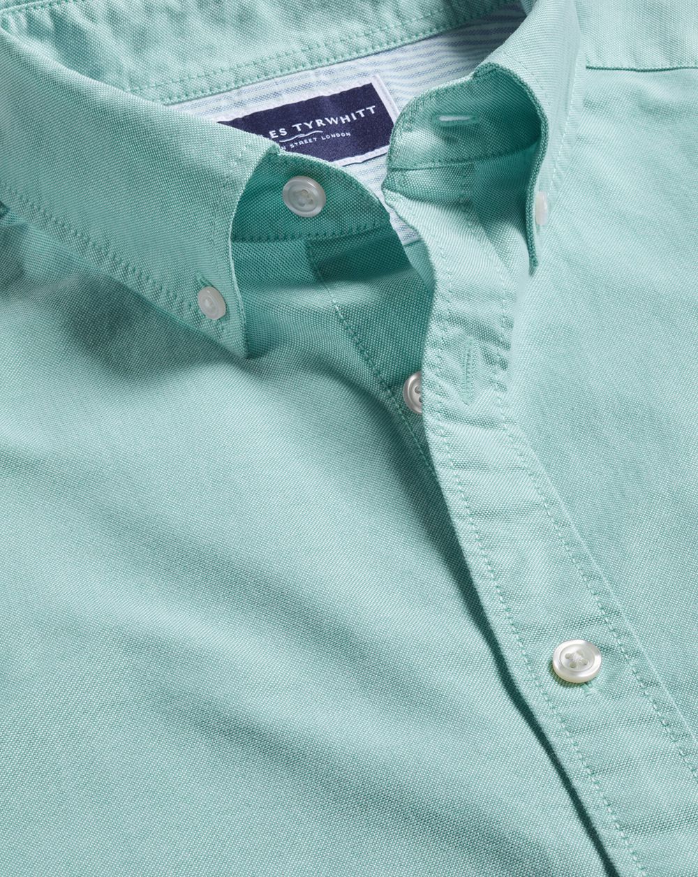 Spearmint Charles Tyrwhitt Button-Down Collar Stretch Washed Oxford Shirt | XNMJUD-349