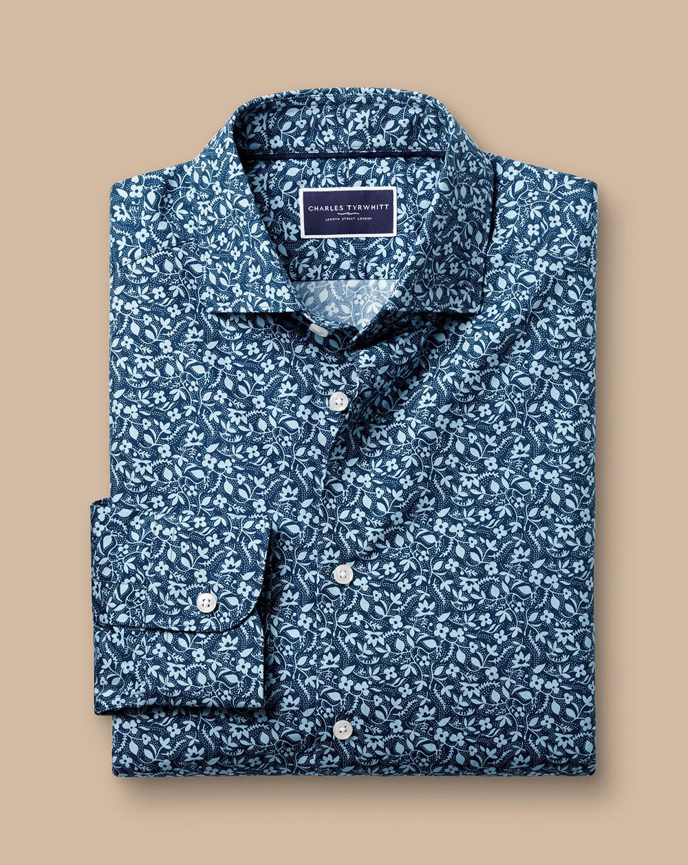 Steel Blue Charles Tyrwhitt Made With Liberty Fabric Semi-Spread Collar Floral Print Shirt | QWPXJR-325