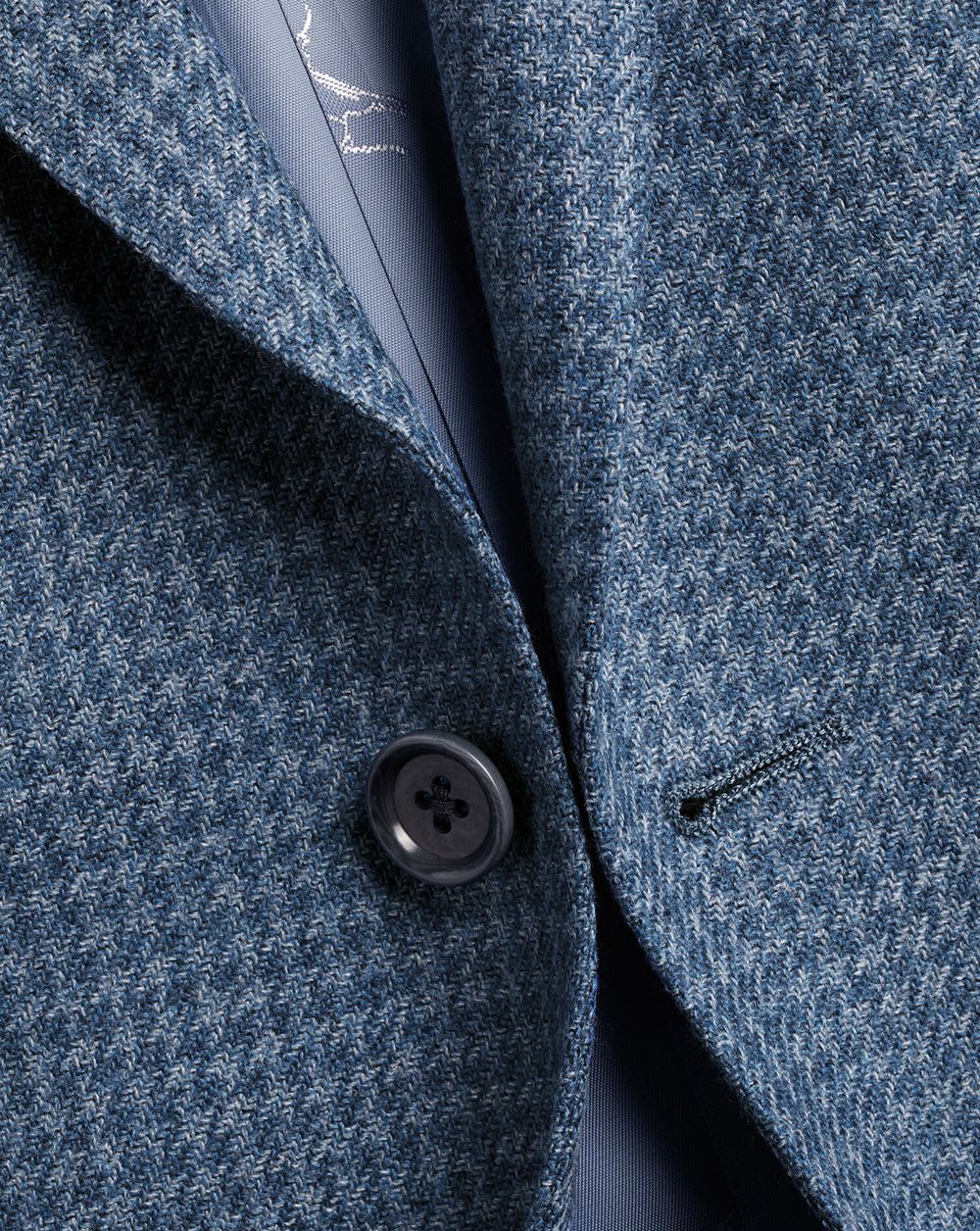 Steel Blue Charles Tyrwhitt Puppytooth Wool Silk Jacket | GYLFBI-104