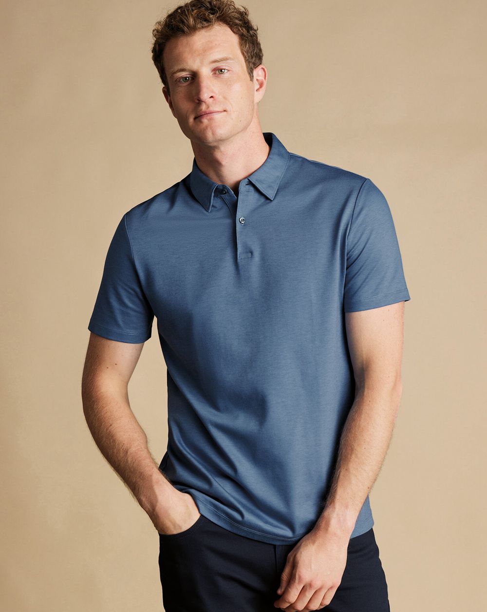 Steel Blue Charles Tyrwhitt Tyrwhitt Cool Textured Polo | XNIAVG-495