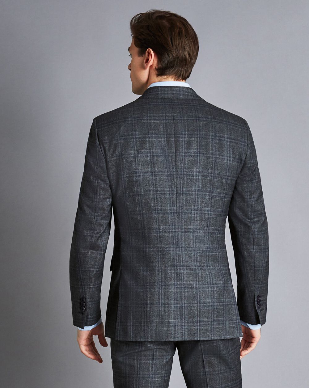 Steel Blue Charles Tyrwhitt Ultimate Performance Prince Of Wales Check Suit Jacket | FZUJTG-143