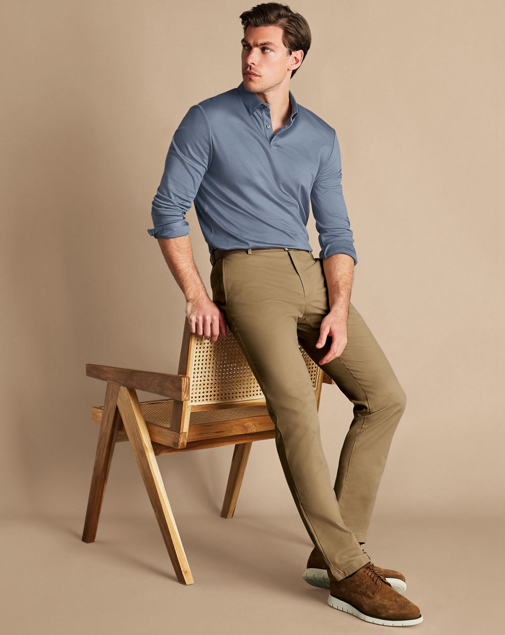 Tan Charles Tyrwhitt Ultimate Non-Iron Chinos | TVGBUJ-263