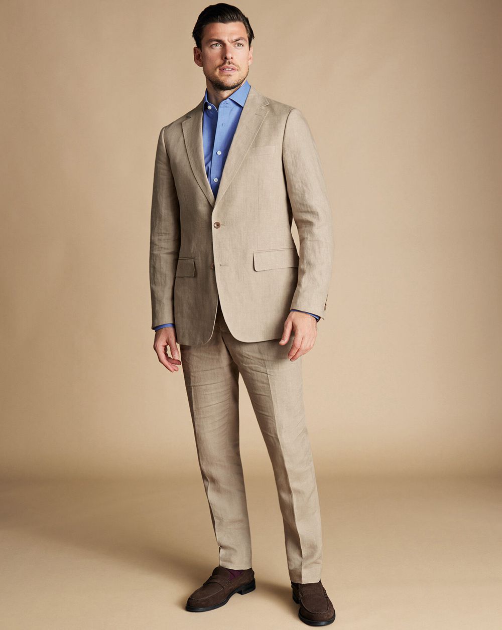 Taupe Charles Tyrwhitt Linen Jacket | PORCMS-901