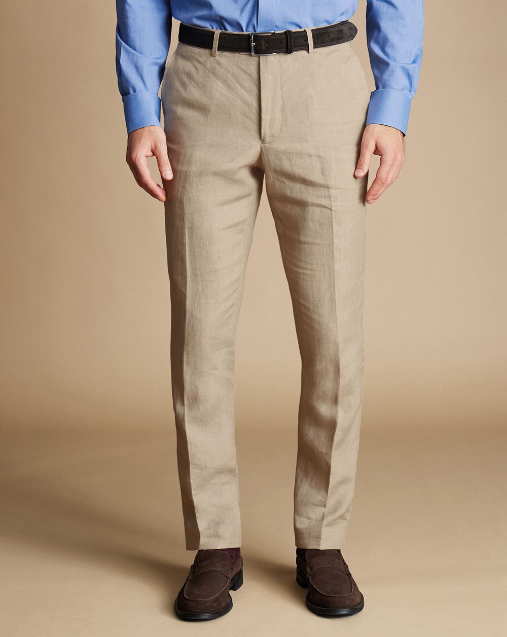 Taupe Charles Tyrwhitt Linen Pants | XUVCOB-604