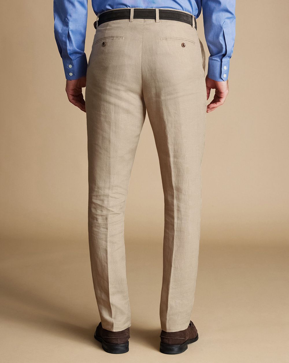 Taupe Charles Tyrwhitt Linen Pants | ZVTJAC-289