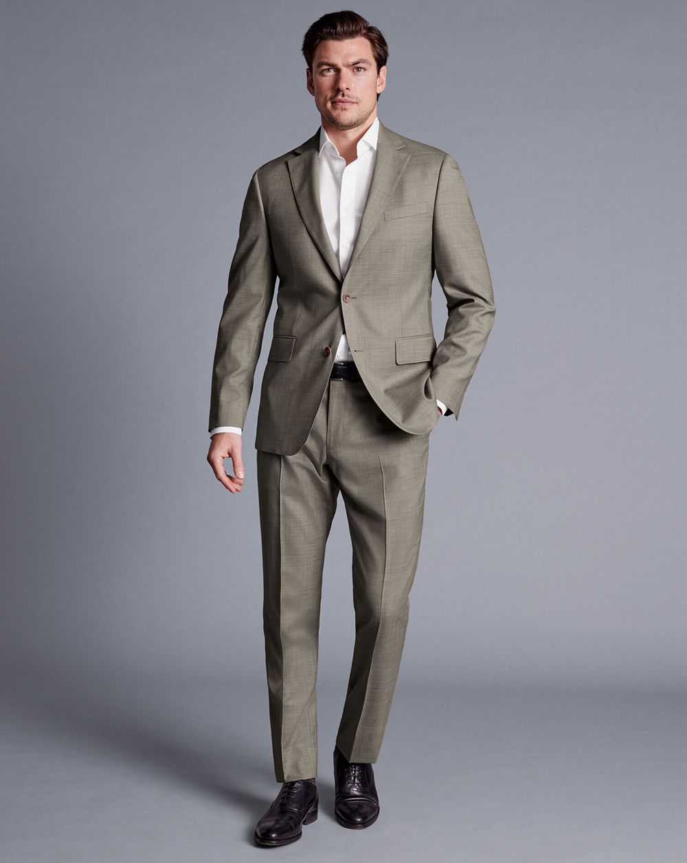 Taupe Charles Tyrwhitt Sharkskin Suit Jacket | KSOUCR-745