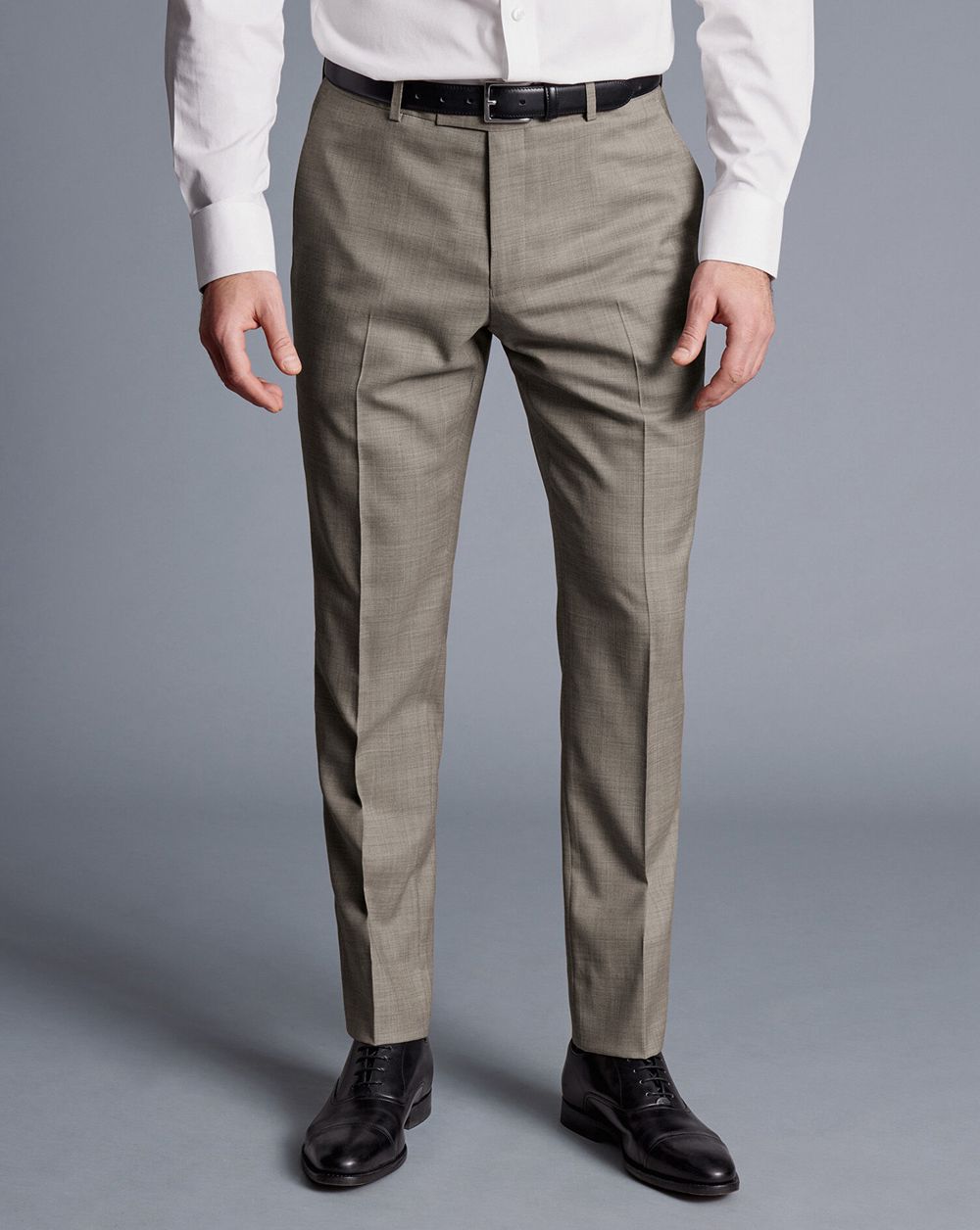 Taupe Charles Tyrwhitt Sharkskin Suit Pants | NGHESK-604