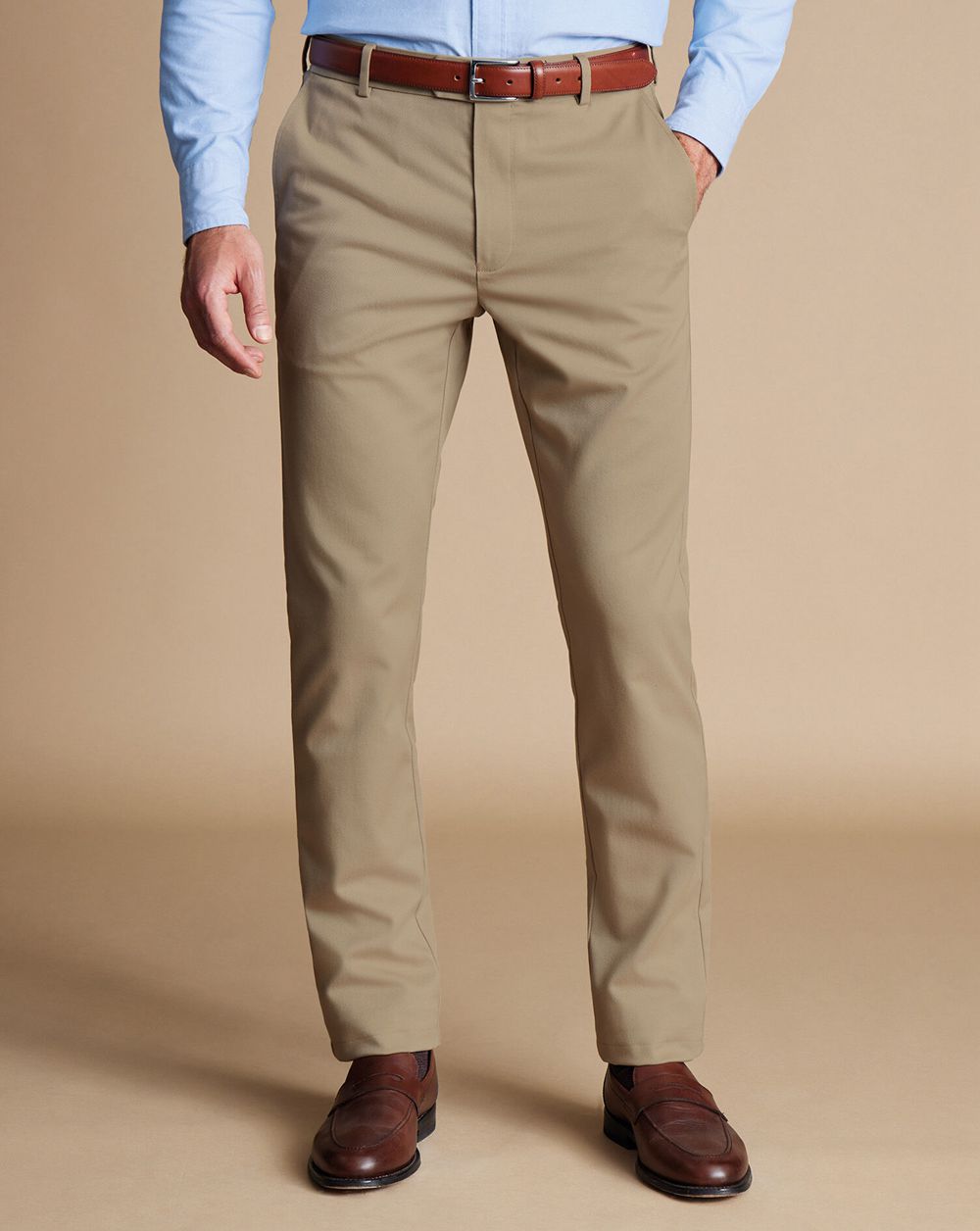 Taupe Charles Tyrwhitt Ultimate Non-Iron Chinos | LNJTHX-694