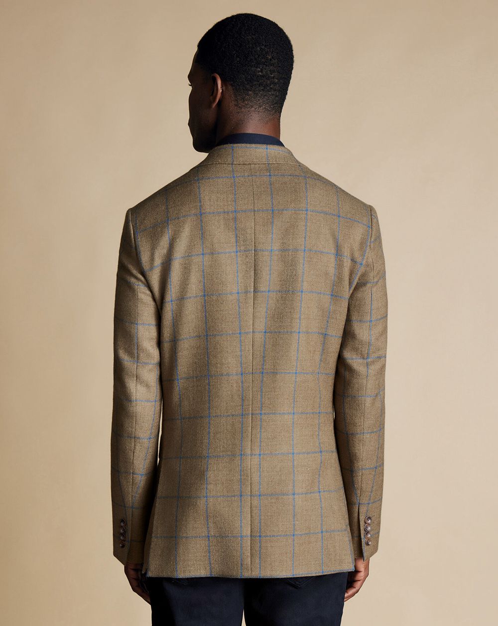 Taupe Charles Tyrwhitt Windowpane Wool Texture Jacket | RHNGOC-043