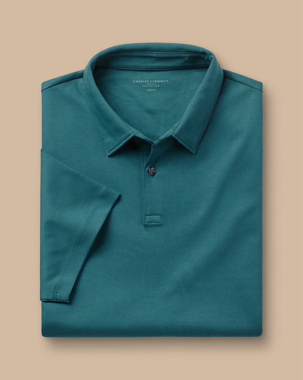 Teal Green Charles Tyrwhitt Smart Jersey Polo | DEGYMC-501