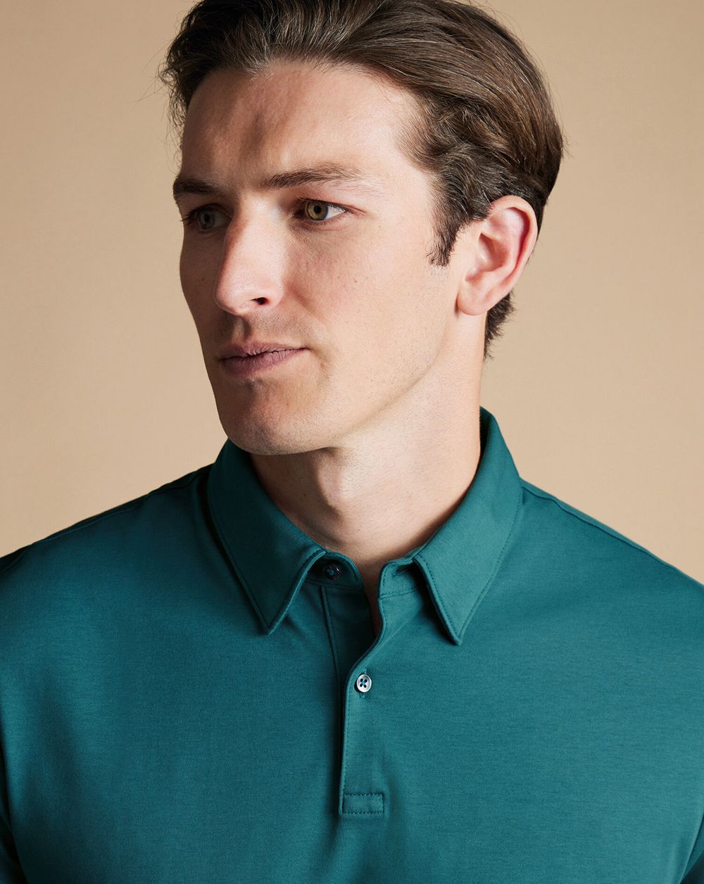 Teal Green Charles Tyrwhitt Smart Jersey Polo | DEGYMC-501